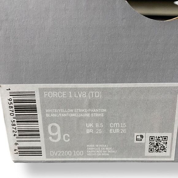 Nike Air Force 1 Toddler 5C White Yellow Strike-Phantom DV2200-100 New - Picture 9 of 9